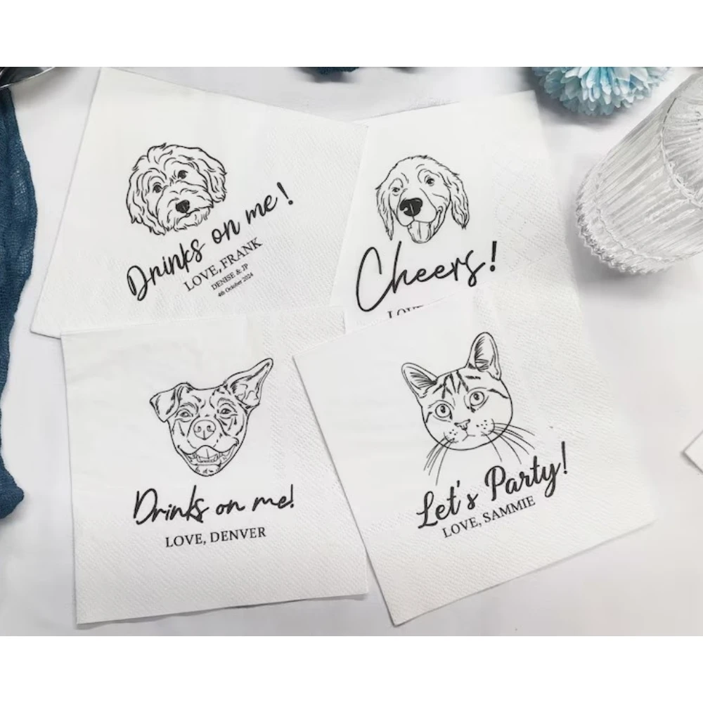 Custom Pet Cocktail Napkins, Custom Pet Portrait, Dog Wedding Napkins, Cat Napkins, Dog Illustration Napkins, Bar Napkins, 50Pcs
Custom Pet Cocktail Napkins, Custom Pet Portrait, Dog Wedding Napkins, Cat Napkins, Dog Illustration Napkins, Bar Napkins, 50Pcs