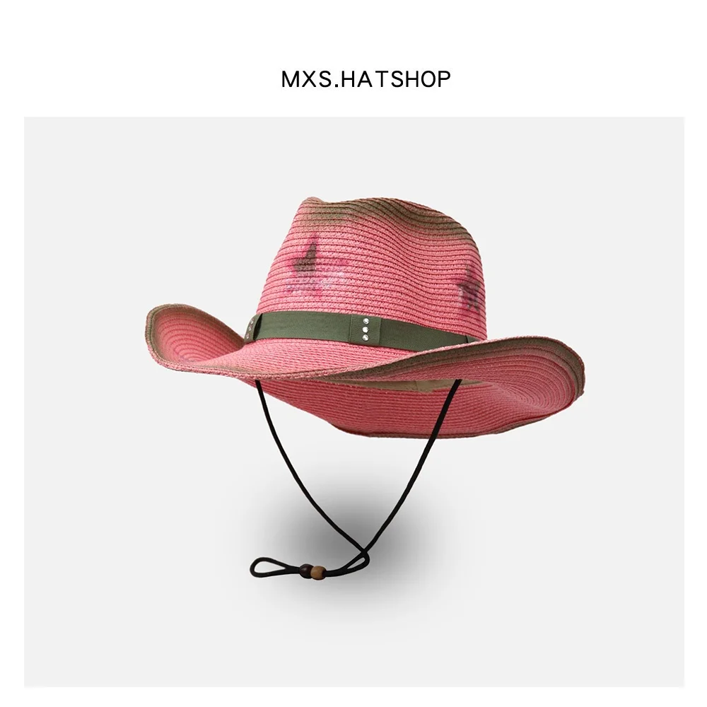 Pink Western Cowboy Hat Summer Sunshade Straw Hat for Girls Teenage Street Style Vintage Unique Design Travel Friendly
Pink Western Cowboy Hat Summer Sunshade Straw Hat for Girls Teenage Street Style Vintage Unique Design Travel Friendly