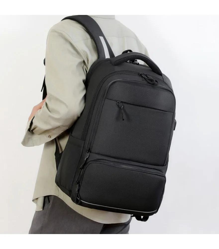 Royal blue backpack with black top mesh patch reflective bottom trim side built in USB anti splash multi pocket design
Royal blue backpack with black top mesh patch reflective bottom trim side built in USB anti splash multi pocket design