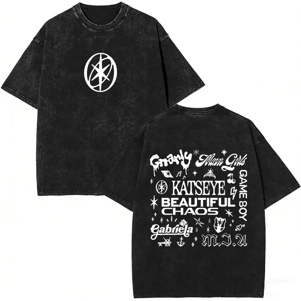 Korean Band KATSEYE Beautiful Chaos Washed Vintage T-shirt Men Women Fashion Pop Music T Shirts Cotton Casual Oversized T-shirts
Korean Band KATSEYE Beautiful Chaos Washed Vintage T-shirt Men Women Fashion Pop Music T Shirts Cotton Casual Oversized T-shirts