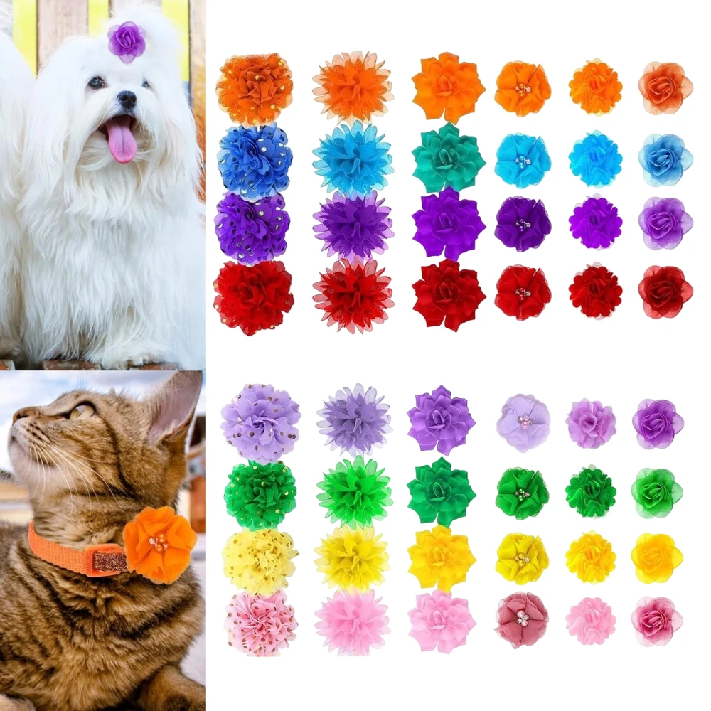 48 PCS Flower Dog Collars with Elastic Removable Bow Ties Multicolor Flower Pet Neckties, Cute Bow Bands for Puppies & Dogs, Grooming Accessories for Parties, Photo Shoots Off Collar Supplies Suitable for Party Photography
48 PCS Flower Dog Collars with Elastic Removable Bow Ties Multicolor Flower Pet Neckties, Cute Bow Bands for Puppies & Dogs, Grooming Accessories for Parties, Photo Shoots Off Collar Supplies Suitable for Party Photography