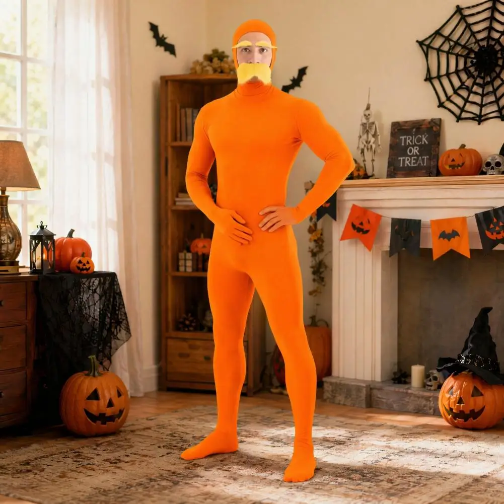 Elastic Fabric Costume Unisex Orange Bodysuit Costume with Beard Eyebrows Full Body Spandex Jumpsuit for Halloween Party Adult
Elastic Fabric Costume Unisex Orange Bodysuit Costume with Beard Eyebrows Full Body Spandex Jumpsuit for Halloween Party Adult