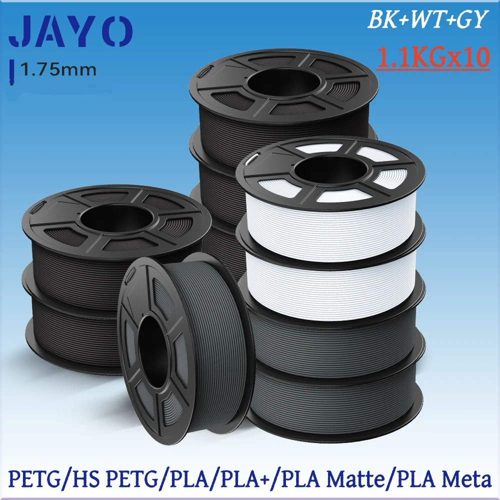 JAYO 10 Rolls 3D Printer PLA/PETG/PLA+/HS PETG/PLA Matte/PLA Meta Filament 1.75mm 3D Printing Materials for 99% 3D FDM Printer
JAYO 10 Rolls 3D Printer PLA/PETG/PLA+/HS PETG/PLA Matte/PLA Meta Filament 1.75mm 3D Printing Materials for 99% 3D FDM Printer