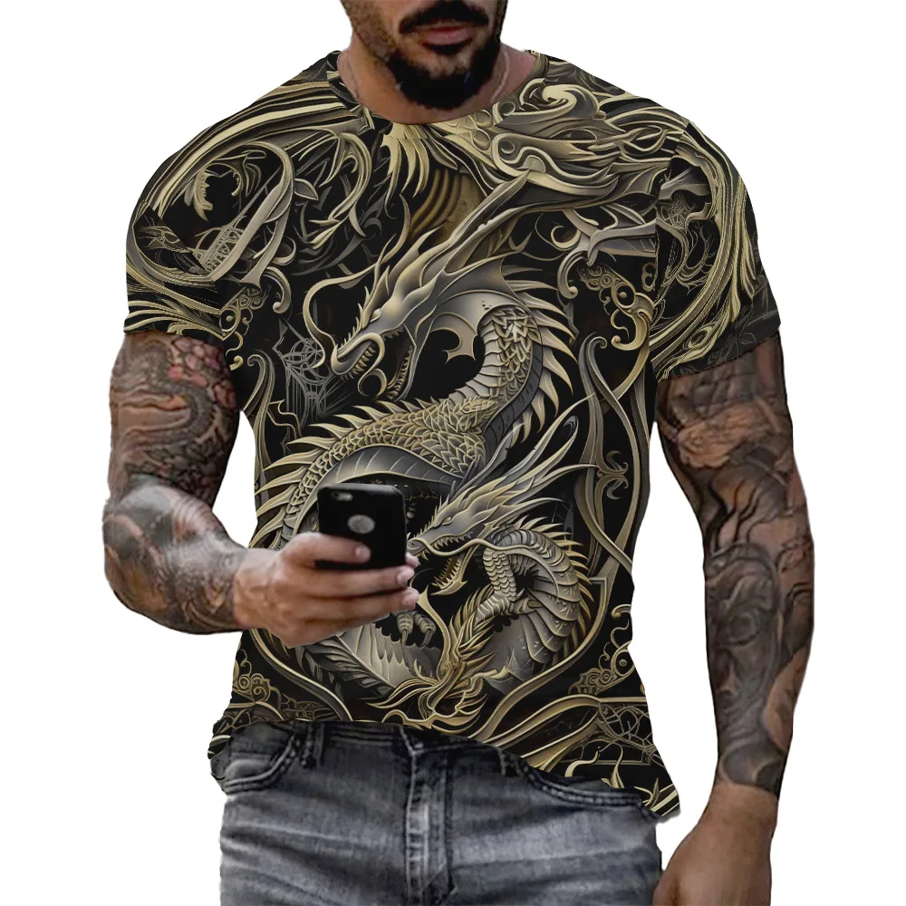 Summer men's clothing 3D digital printing cool dragon pattern pullover loose round neck casual T-shirt for men
Summer men's clothing 3D digital printing cool dragon pattern pullover loose round neck casual T-shirt for men