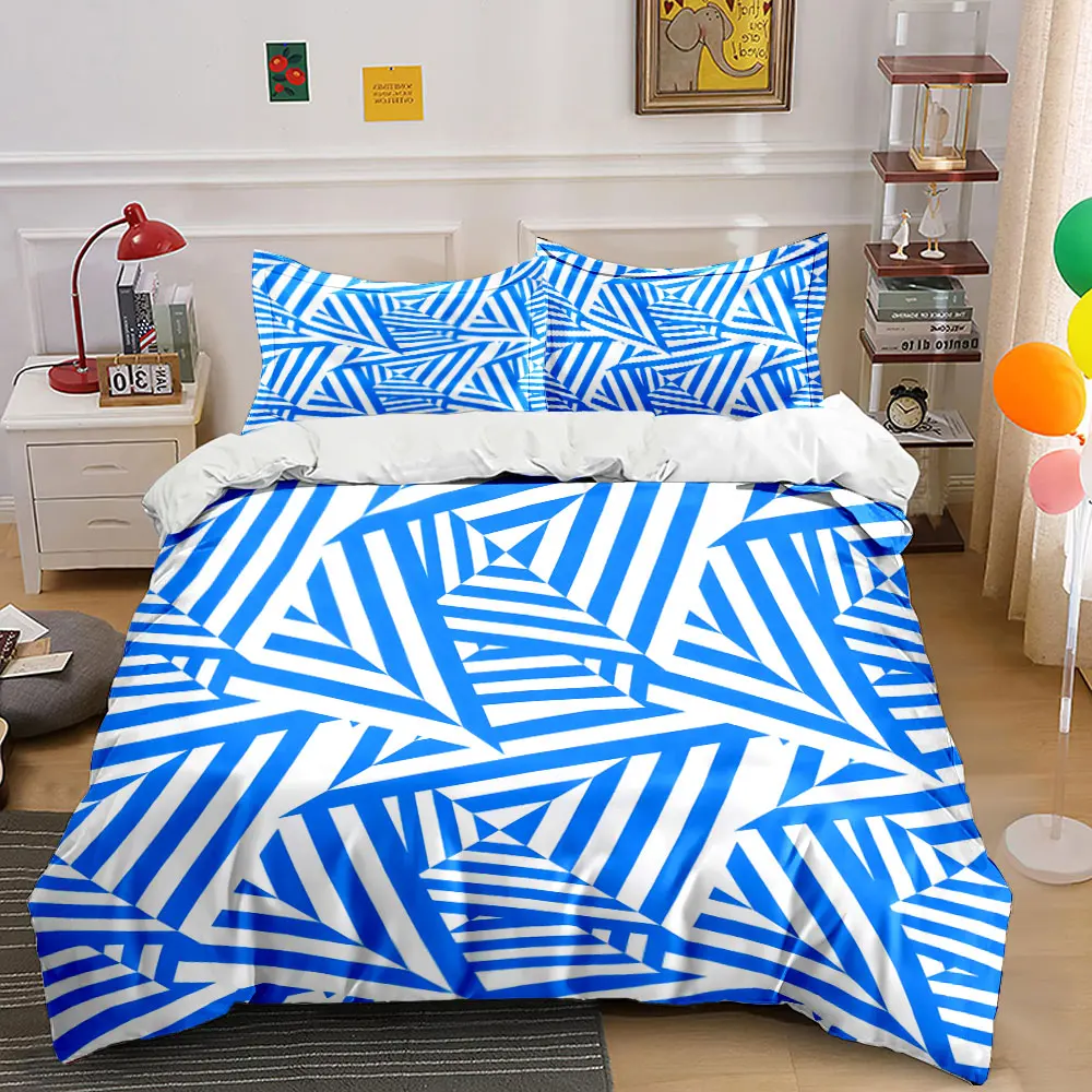 Blue and white geometric Pattern Duvet Cover Set Digital Print Colorful Polyester Bedding with Zipper Closur for kids gifts
Blue and white geometric Pattern Duvet Cover Set Digital Print Colorful Polyester Bedding with Zipper Closur for kids gifts