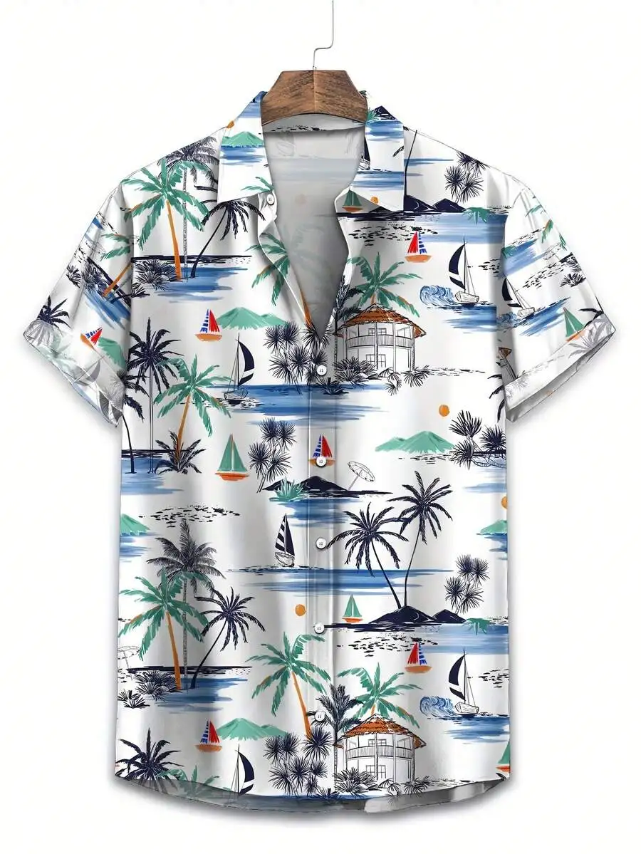 Tropical Island Print Hawaiian Shirt Men Casual Short Sleeve Button Down Summer Shirt
Tropical Island Print Hawaiian Shirt Men Casual Short Sleeve Button Down Summer Shirt