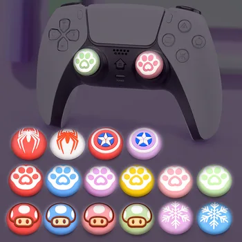 부드러운 실리콘 귀여운 만화 엄지 스틱 그립 캡, Xbox 시리즈 S X용 조이스틱 커버, 보호대 발광 효과, PS3, PS4, PS5 용, 4x