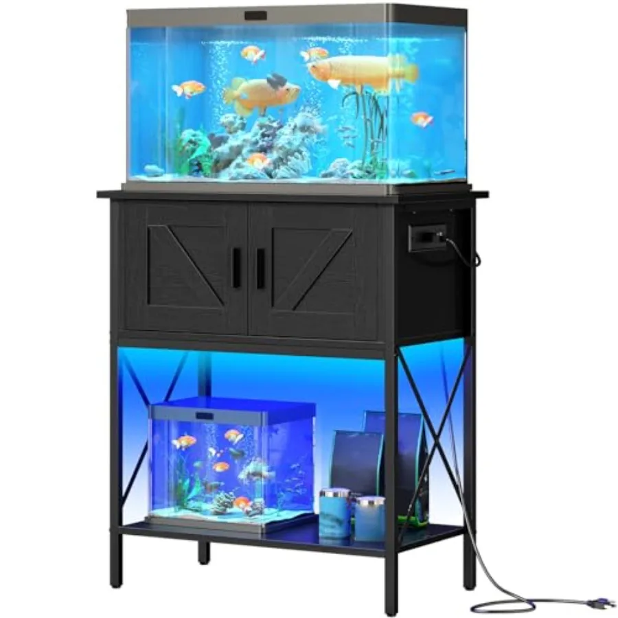 20 Gallon Fish Tank Stand with Power Outlets and LED Light, Metal Frame Aquarium Stand, Reptile, Turtle Tank Stand with Cabinet
20 Gallon Fish Tank Stand with Power Outlets and LED Light, Metal Frame Aquarium Stand, Reptile, Turtle Tank Stand with Cabinet