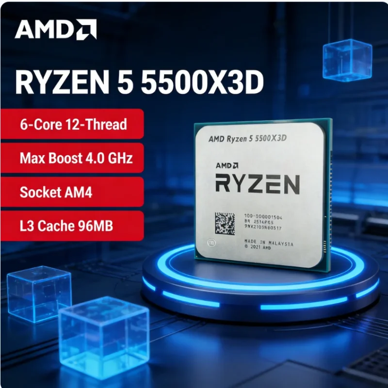 AMD Ryzen 5 5500X3D CPU Processor 6 Core 12 Thread 30GHz Up To 40GHz L3 96MB Socket AM4 Gaming CPU 7NM DDR4 105W No Fan
AMD Ryzen 5 5500X3D CPU Processor 6 Core 12 Thread 30GHz Up To 40GHz L3 96MB Socket AM4 Gaming CPU 7NM DDR4 105W No Fan