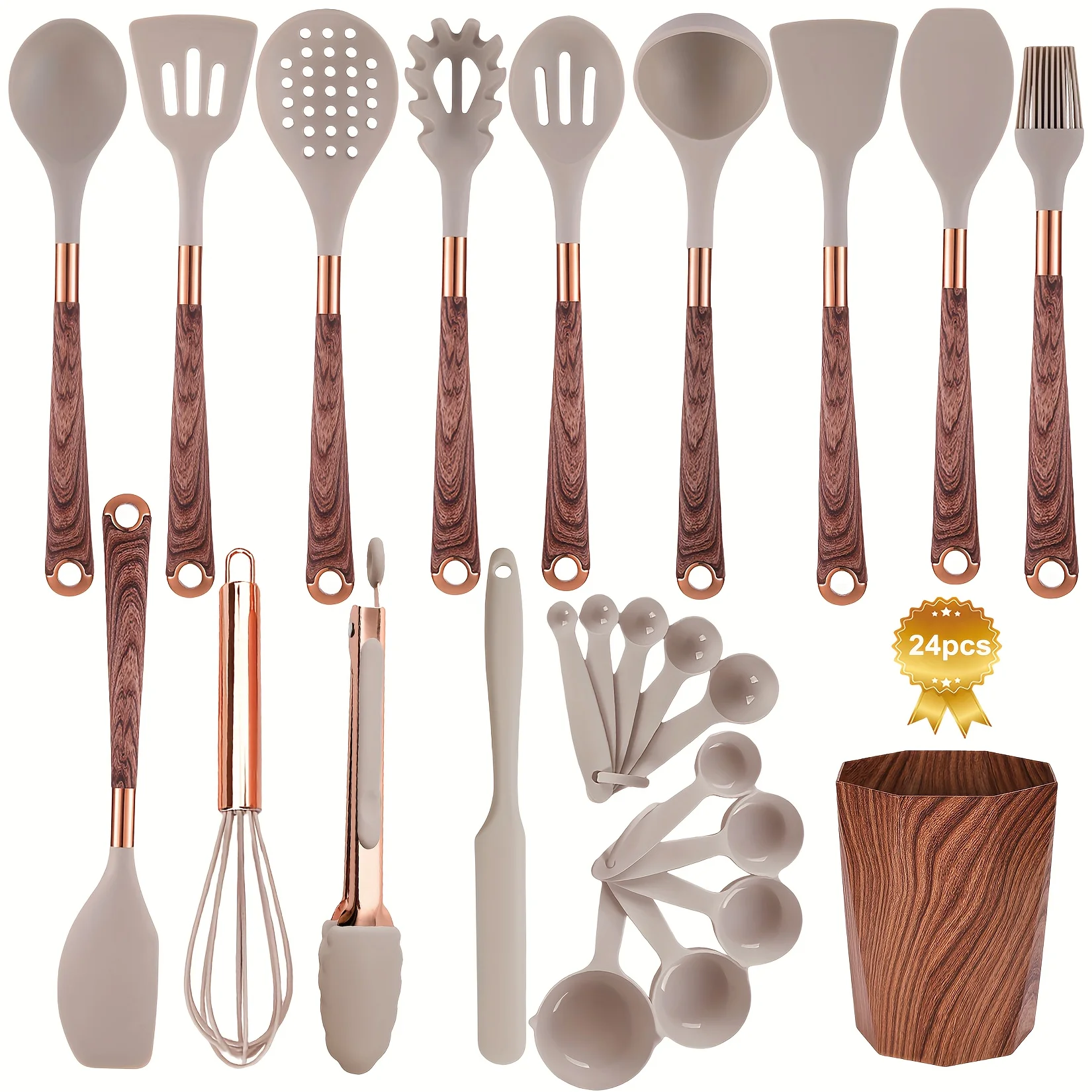 24pcs Silicone Cooking Utensils Set - Kitchen Utensils Set with Storage Box, Wood Pattern Handle Silicone Utensils for Cooking
24pcs Silicone Cooking Utensils Set - Kitchen Utensils Set with Storage Box, Wood Pattern Handle Silicone Utensils for Cooking