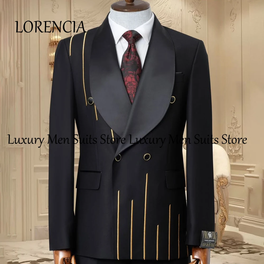 Simple Line Ornament 2 Pieces Suits for Men Shawl Collar Wedding Party Outfits Customized Blazer Pants vestidos de novia
Simple Line Ornament 2 Pieces Suits for Men Shawl Collar Wedding Party Outfits Customized Blazer Pants vestidos de novia