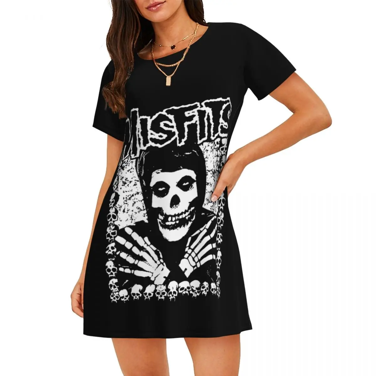 Custom The M-Misfitses Rock Punk Skull Short Sleeves Women Nightdress For Sleeping Womens Nightgown Dress Sleep Dress
Custom The M-Misfitses Rock Punk Skull Short Sleeves Women Nightdress For Sleeping Womens Nightgown Dress Sleep Dress