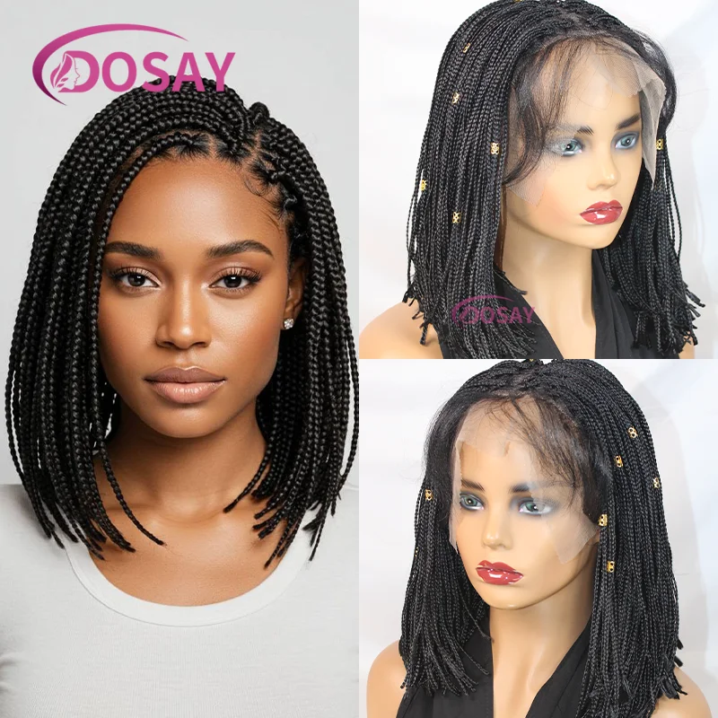 Micro Braided Wigs for Black Women 6X6 Lace Front Short Bob Braid Synthetic Knotless Lace Frontal Box Braid Wig With Baby Hair
Micro Braided Wigs for Black Women 6X6 Lace Front Short Bob Braid Synthetic Knotless Lace Frontal Box Braid Wig With Baby Hair