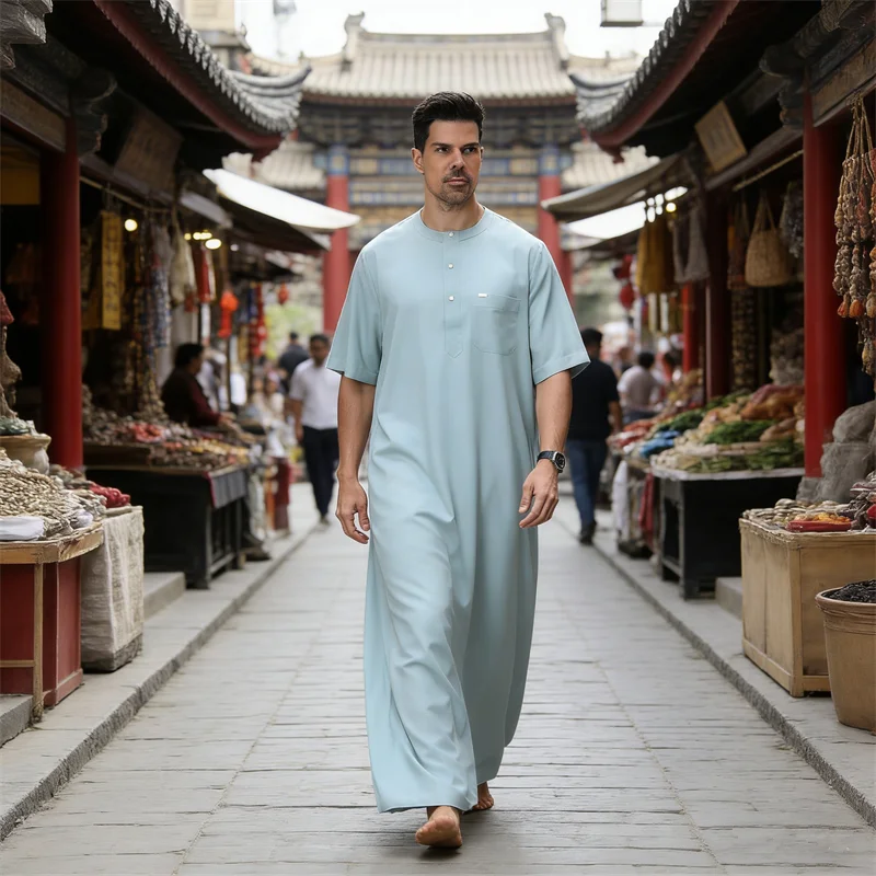 Muslim Men Abaya Kaftan Pakistan Saudi Arabia Djellaba Short Sleeve Robe Jubba Thobe Abaya Kaftan Thoub Ramadan Islam Clothing
Muslim Men Abaya Kaftan Pakistan Saudi Arabia Djellaba Short Sleeve Robe Jubba Thobe Abaya Kaftan Thoub Ramadan Islam Clothing