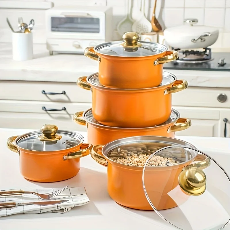1 Piece Stainless Steel Cookware Set, Stainless Steel Cookware, 6 Pots+6 Lids, Stainless Steel Two Handed Handle With Lid Deep Soup Pot, Suitable For Home And Restaurant Cooking
1 Piece Stainless Steel Cookware Set, Stainless Steel Cookware, 6 Pots+6 Lids, Stainless Steel Two Handed Handle With Lid Deep Soup Pot, Suitable For Home And Restaurant Cooking
