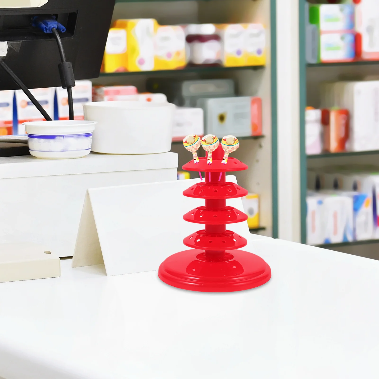 Lollipop Display Rack Stand Lollipops Displaying Accessory Porous Holder Red Store 
Lollipop Display Rack Stand Lollipops Displaying Accessory Porous Holder Red Store