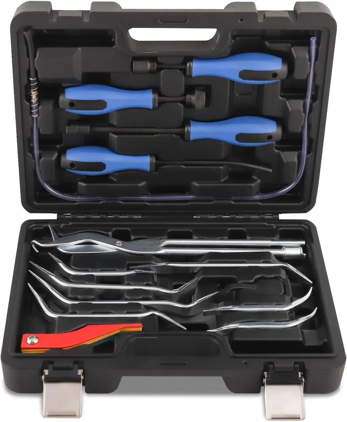 15-Piece Drum Brake Tool Kit with Spring Compressors, Pliers, Adjusting Spoons, Gauge & Bleeder Hose
15-Piece Drum Brake Tool Kit with Spring Compressors, Pliers, Adjusting Spoons, Gauge & Bleeder Hose