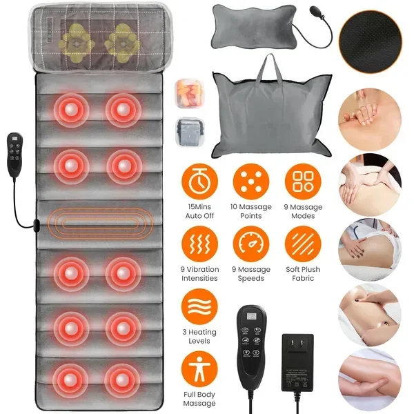 Full Body Electric Massage Mat with Heat Vibration Massage Pad Cushion Back Massage MattrChair Pad
Full Body Electric Massage Mat with Heat Vibration Massage Pad Cushion Back Massage MattrChair Pad