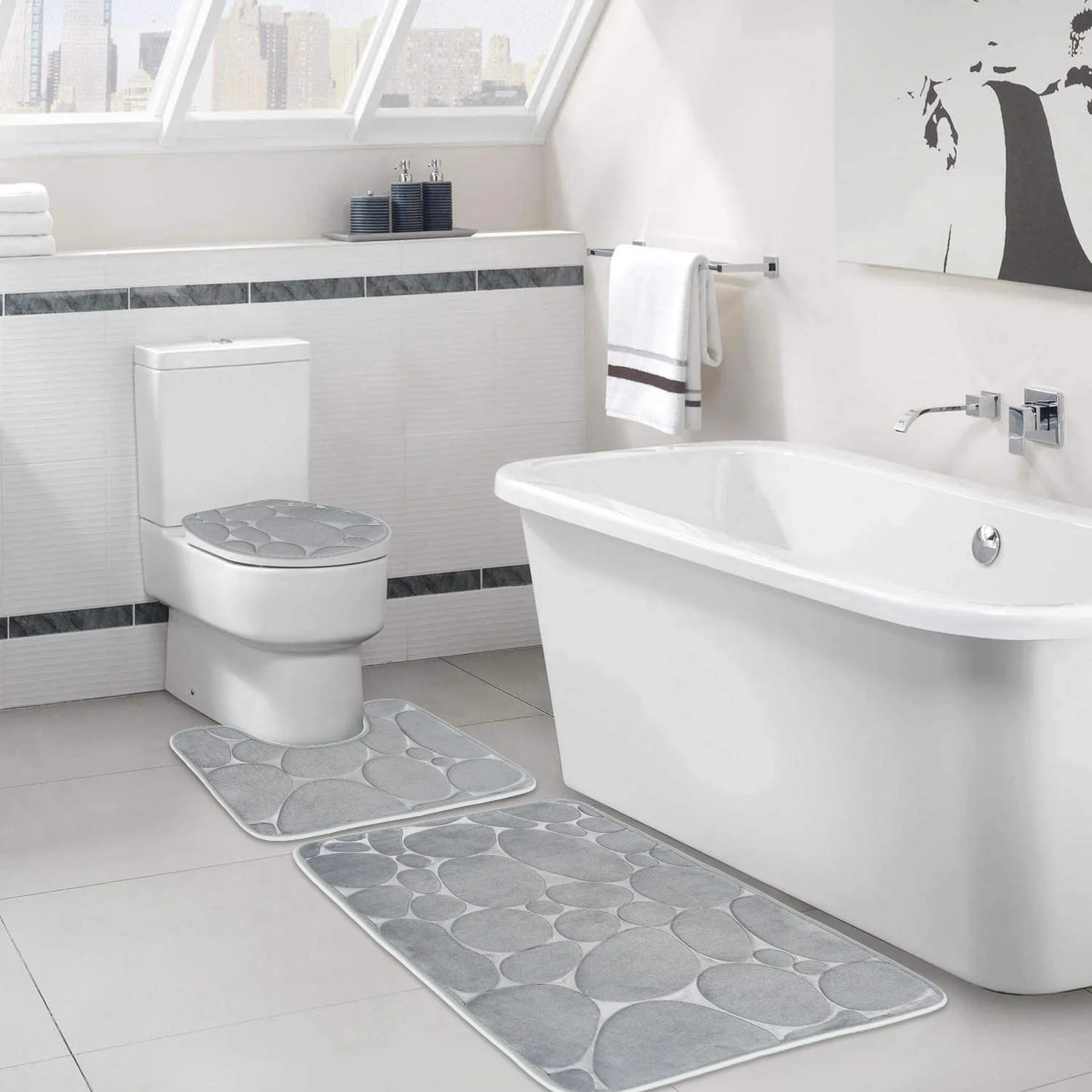 Home Chenille Bathroom Non-slip Mat Solid Color Toilet Lid Pad Floor Rug Set Pebble Pattern Kitchen Shower Room Absorbent Carpet
Home Chenille Bathroom Non-slip Mat Solid Color Toilet Lid Pad Floor Rug Set Pebble Pattern Kitchen Shower Room Absorbent Carpet