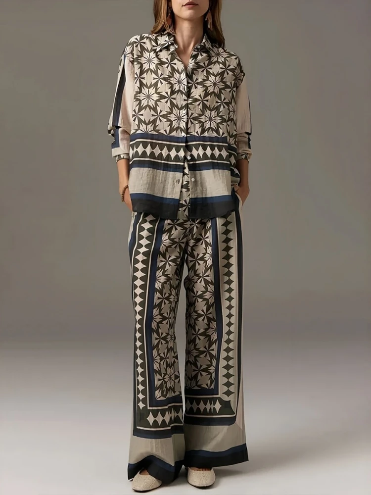 Elegant Fashion Women's Sets Casual Long Sleeve Shirt Straight Pants Suit Female 2026 Loose Print Tops Two Pieces Outfits
Elegant Fashion Women's Sets Casual Long Sleeve Shirt Straight Pants Suit Female 2026 Loose Print Tops Two Pieces Outfits