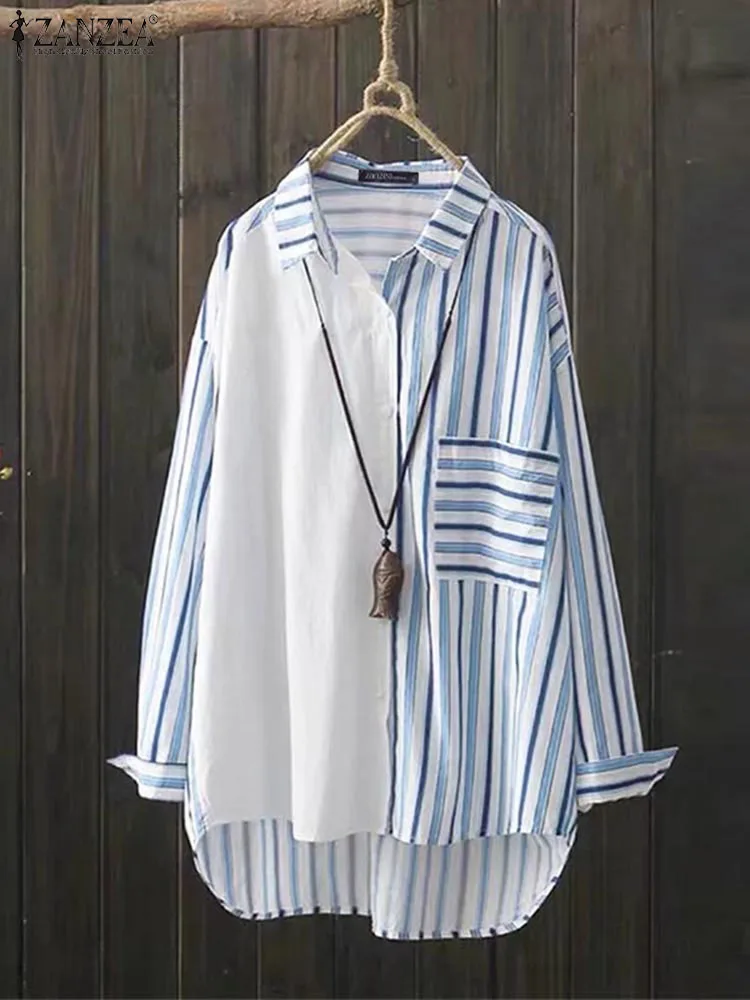 ZANZEA Women Lapel Striped Shirt 2023 Autumn Blouse Long Sleeve Buttons Blusas Causal Loose Work Tops Fashion Patchwork Blouses
ZANZEA Women Lapel Striped Shirt 2023 Autumn Blouse Long Sleeve Buttons Blusas Causal Loose Work Tops Fashion Patchwork Blouses