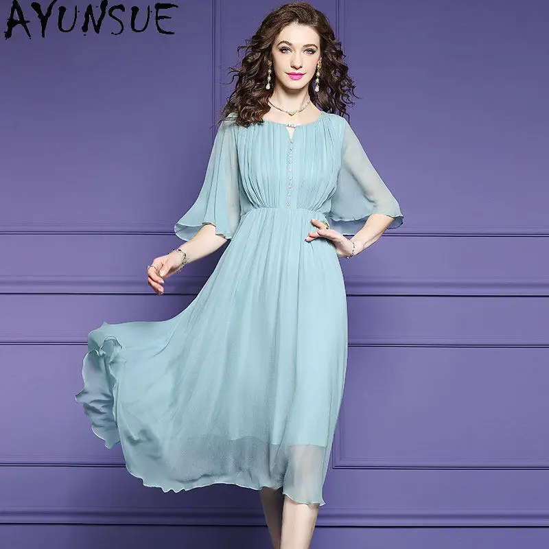 AYUNSUE 100% Natural Silk Beach Dress Women Clothing Fashion Summer Dress Long Style Elegant Womens Dresses Vestidos De Mujer
AYUNSUE 100% Natural Silk Beach Dress Women Clothing Fashion Summer Dress Long Style Elegant Womens Dresses Vestidos De Mujer