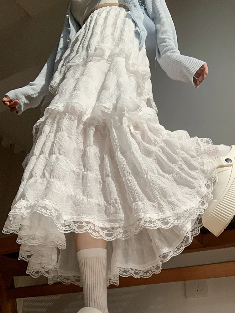 Lace Hollow Out White Skirts Women Elastic High Waist A-Line Layer Skirts Korean Fashion Black Skirt Female Sweet Long Skirts
Lace Hollow Out White Skirts Women Elastic High Waist A-Line Layer Skirts Korean Fashion Black Skirt Female Sweet Long Skirts