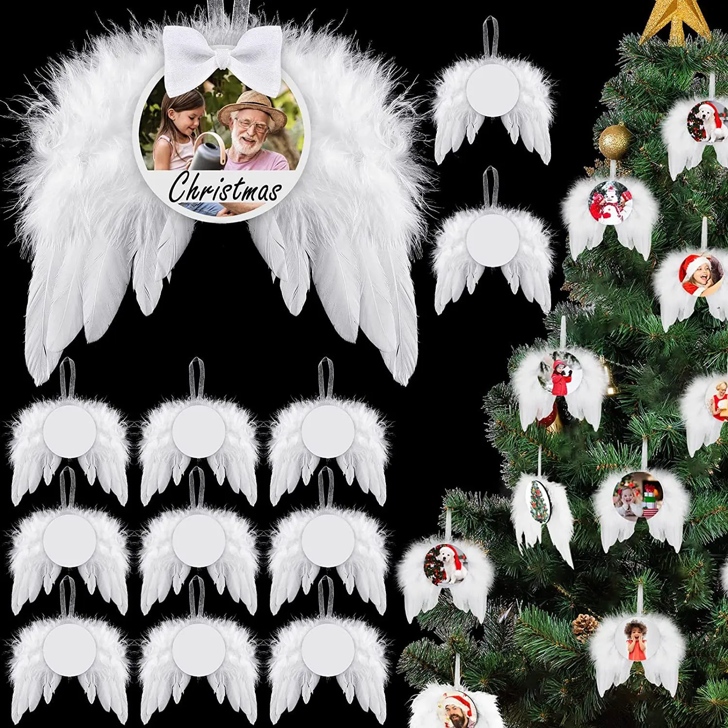 Christmas White Angel Wings Ornament Hanging, Feather Hanging Decor with Sublimation Blank Pendant for Xmas Tree Craft Decor
Christmas White Angel Wings Ornament Hanging, Feather Hanging Decor with Sublimation Blank Pendant for Xmas Tree Craft Decor