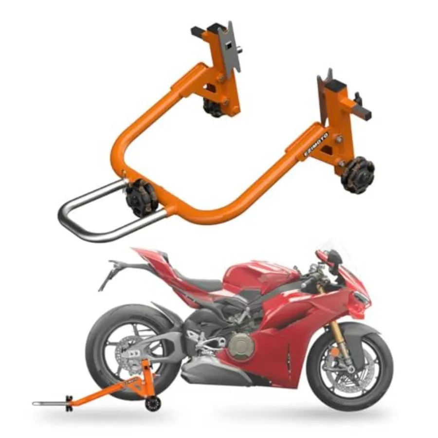 Sport Motorcycle Rear Stand Paddock Stand 360 Movable Lift Stand Heavy Duty with Wheels 880 lb Capacity Orange Double Arm
Sport Motorcycle Rear Stand Paddock Stand 360 Movable Lift Stand Heavy Duty with Wheels 880 lb Capacity Orange Double Arm