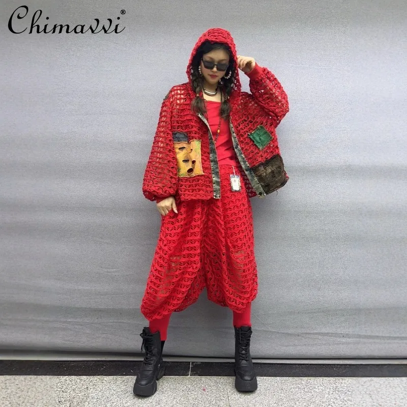 Heavy Industry Sticker Denim Splicing Ripped Sunscreen Hooded Long-sleeved Button-up Cardigan Thin Harlan Pants Suit For Women
Heavy Industry Sticker Denim Splicing Ripped Sunscreen Hooded Long-sleeved Button-up Cardigan Thin Harlan Pants Suit For Women
