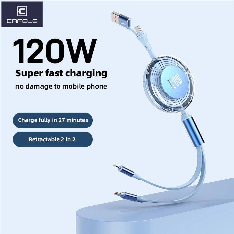 CAFELE Retractable PD 120W Cable USB Type C to Type C Fast Charging Lightning to USB C Cable for iPhone 16 15 14 13 12 Samsung
CAFELE Retractable PD 120W Cable USB Type C to Type C Fast Charging Lightning to USB C Cable for iPhone 16 15 14 13 12 Samsung