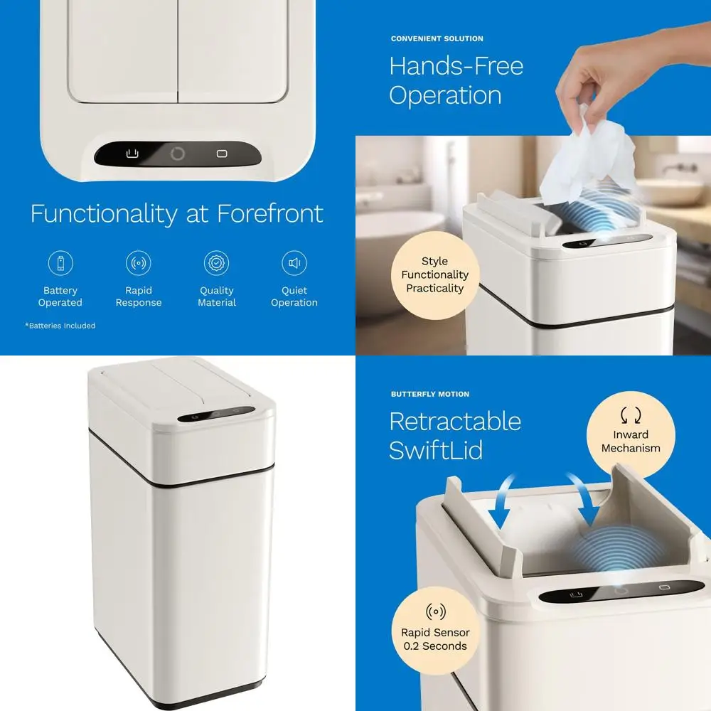 2.4 Gallon Automatic Sensor Trash Bin, Retractable Lid, Battery-Powered, Space-Saving, Easy to Clean
2.4 Gallon Automatic Sensor Trash Bin, Retractable Lid, Battery-Powered, Space-Saving, Easy to Clean