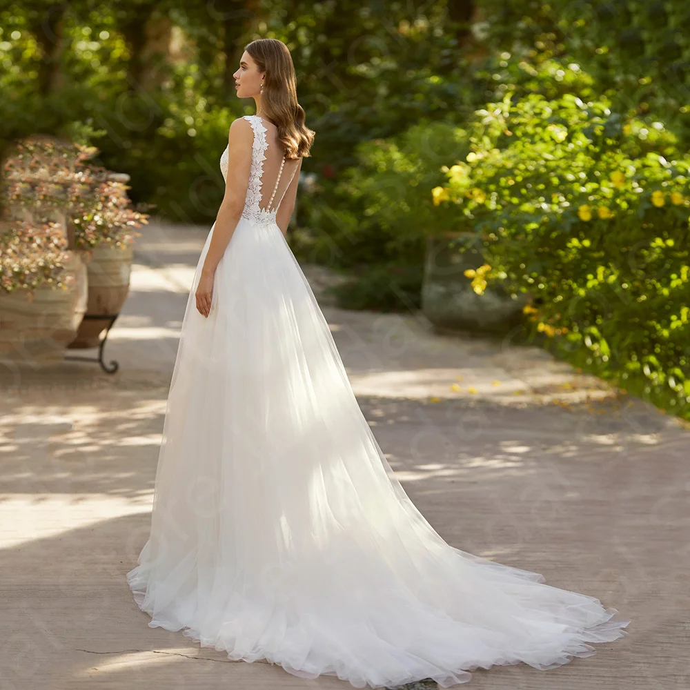 On Sale Classic Wedding Dresses White Tulle Bridal Gowns Lace V Neckline Bride Dress 2024 Illusion Back Wedding Gowns Sleeveless
On Sale Classic Wedding Dresses White Tulle Bridal Gowns Lace V Neckline Bride Dress 2024 Illusion Back Wedding Gowns Sleeveless