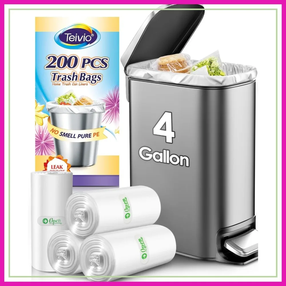 Small Trash Bags 4 Gallon 200 Counts, Garbage Bags for Bathroom Office Kitchen, Fit 12-15L, Clear
Small Trash Bags 4 Gallon 200 Counts, Garbage Bags for Bathroom Office Kitchen, Fit 12-15L, Clear