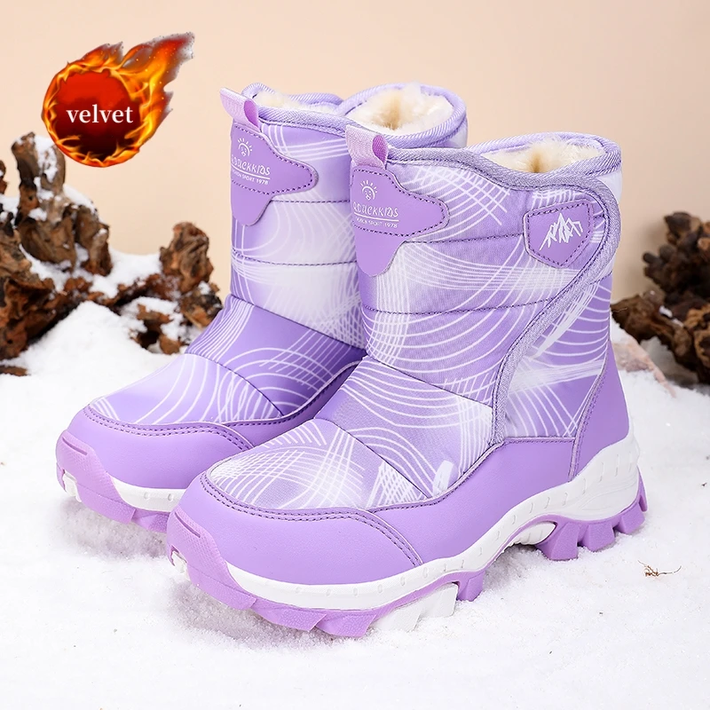Winter Purple Snow Boots Kids Plush Boot Non-Slip Claw Sports Boots For Girls Boys Outdoor Warm Platform Children's Cotton Boots
Winter Purple Snow Boots Kids Plush Boot Non-Slip Claw Sports Boots For Girls Boys Outdoor Warm Platform Children's Cotton Boots