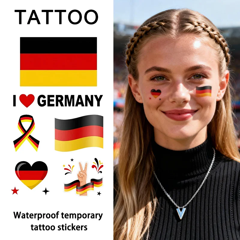 Germany Flag Temporary Tattoo Sticker, Long-lasting and Waterproof, Festival, Football, Soccer Fan Face Stickers, Arm, Face
Germany Flag Temporary Tattoo Sticker, Long-lasting and Waterproof, Festival, Football, Soccer Fan Face Stickers, Arm, Face