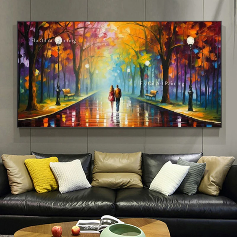 Modern Landscape Hand Painted Colorful Couples walking On The Path Oil Painting on Canvas For Living Room Decorative Wall Art
Modern Landscape Hand Painted Colorful Couples walking On The Path Oil Painting on Canvas For Living Room Decorative Wall Art