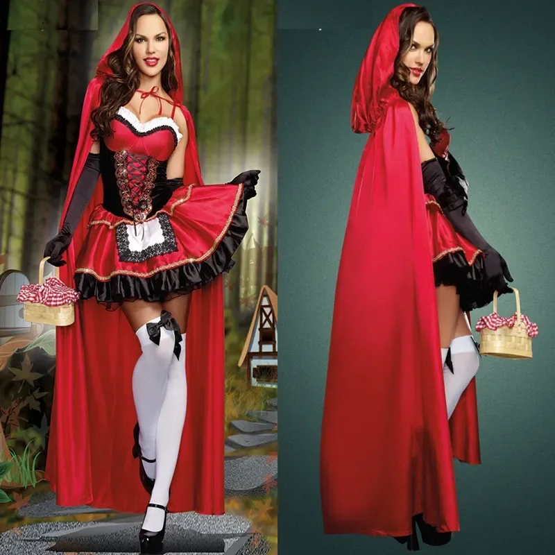 Adult Women Little Red Riding Hood Cosplay Costume Halloween Carnival Party Fantasia Fairy Tale Princess Dress
Adult Women Little Red Riding Hood Cosplay Costume Halloween Carnival Party Fantasia Fairy Tale Princess Dress
