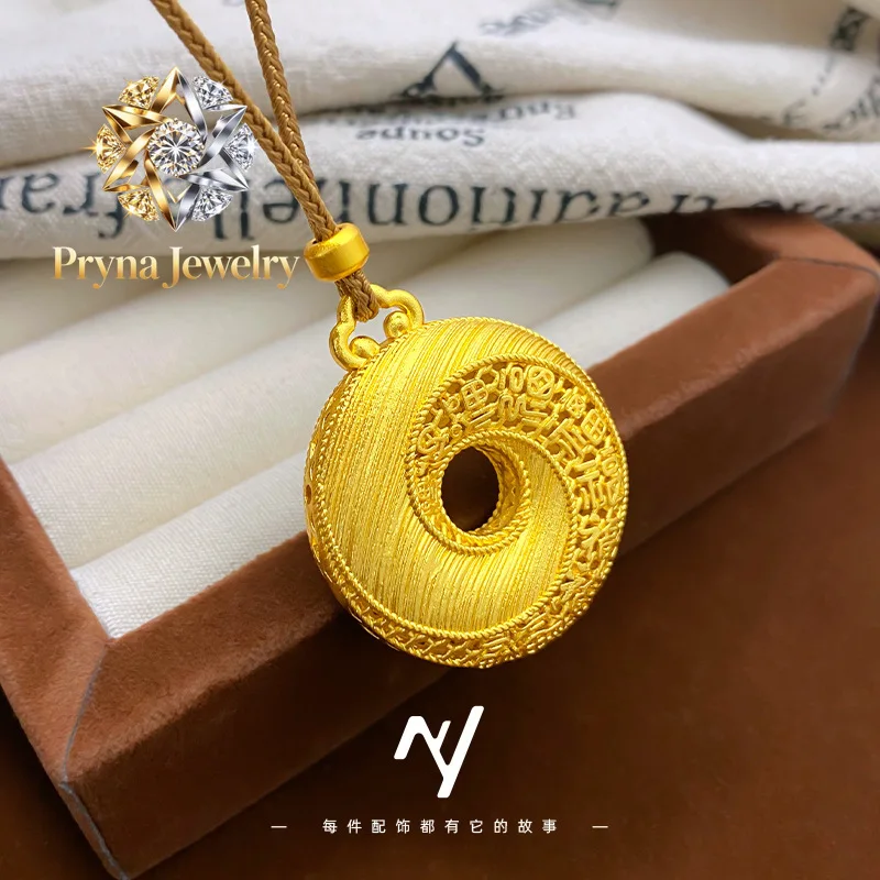 Pryna Jewelry luxury designer 9999 24K real gold Chinese style filigree hollow brushed pattern blessing word peace buckle penda
Pryna Jewelry luxury designer 9999 24K real gold Chinese style filigree hollow brushed pattern blessing word peace buckle penda