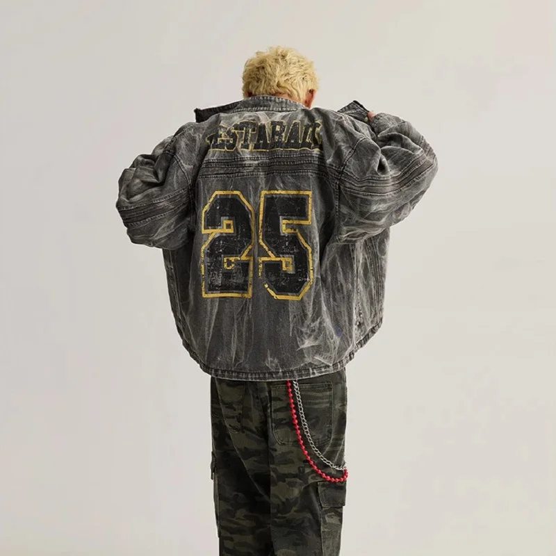 American High Street Do Old Graffiti Printed Denim Coat Male Spring Autumn New Fashion Loose Destructive Motorcycle Jacket Tops
American High Street Do Old Graffiti Printed Denim Coat Male Spring Autumn New Fashion Loose Destructive Motorcycle Jacket Tops
