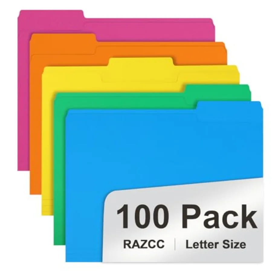 File Folder, 100 Pack 1/3 Cut Tab Colored File Folders, File Folder Letter Size for Office Classroom Use, Colors Folders with T
File Folder, 100 Pack 1/3 Cut Tab Colored File Folders, File Folder Letter Size for Office Classroom Use, Colors Folders with T