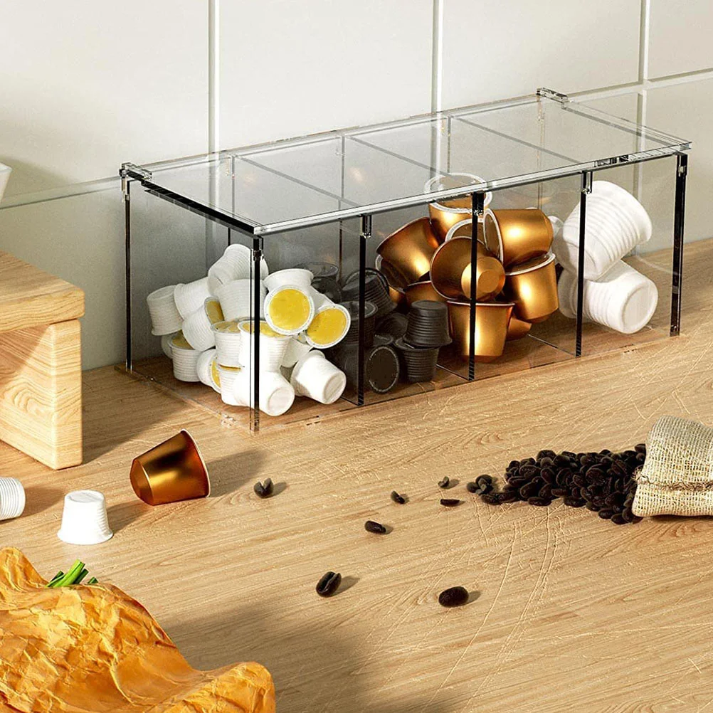 Acrylic Storage Box 4-Compartment Organizer For Coffee Capsules Tea Bags Sugar Pack Transparent Case Gift Container Home Storage
Acrylic Storage Box 4-Compartment Organizer For Coffee Capsules Tea Bags Sugar Pack Transparent Case Gift Container Home Storage