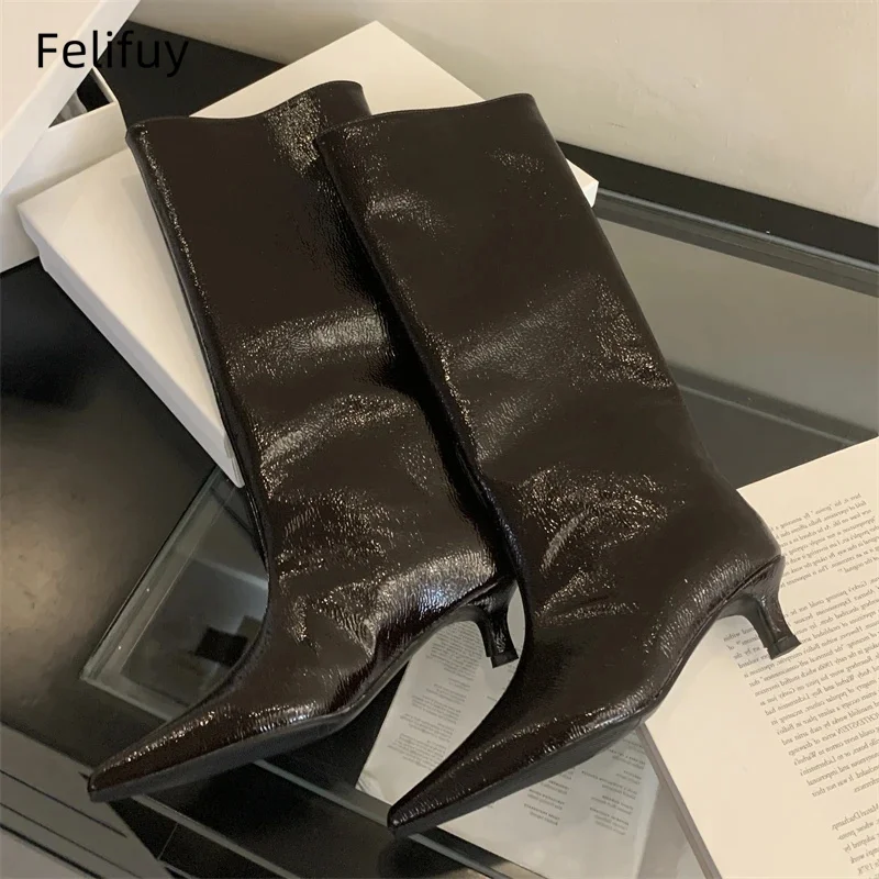 Осенне-зимние женские сапоги до колена без шнуровки на тонком низком каблуке, пикантная обувь для вечеринок в уличном стиле с острым носком, длинные Botas Mujer 
Осенне-зимние женские сапоги до колена без шнуровки на тонком низком каблуке, пикантная обувь для вечеринок в уличном стиле с острым носком, длинные Botas Mujer