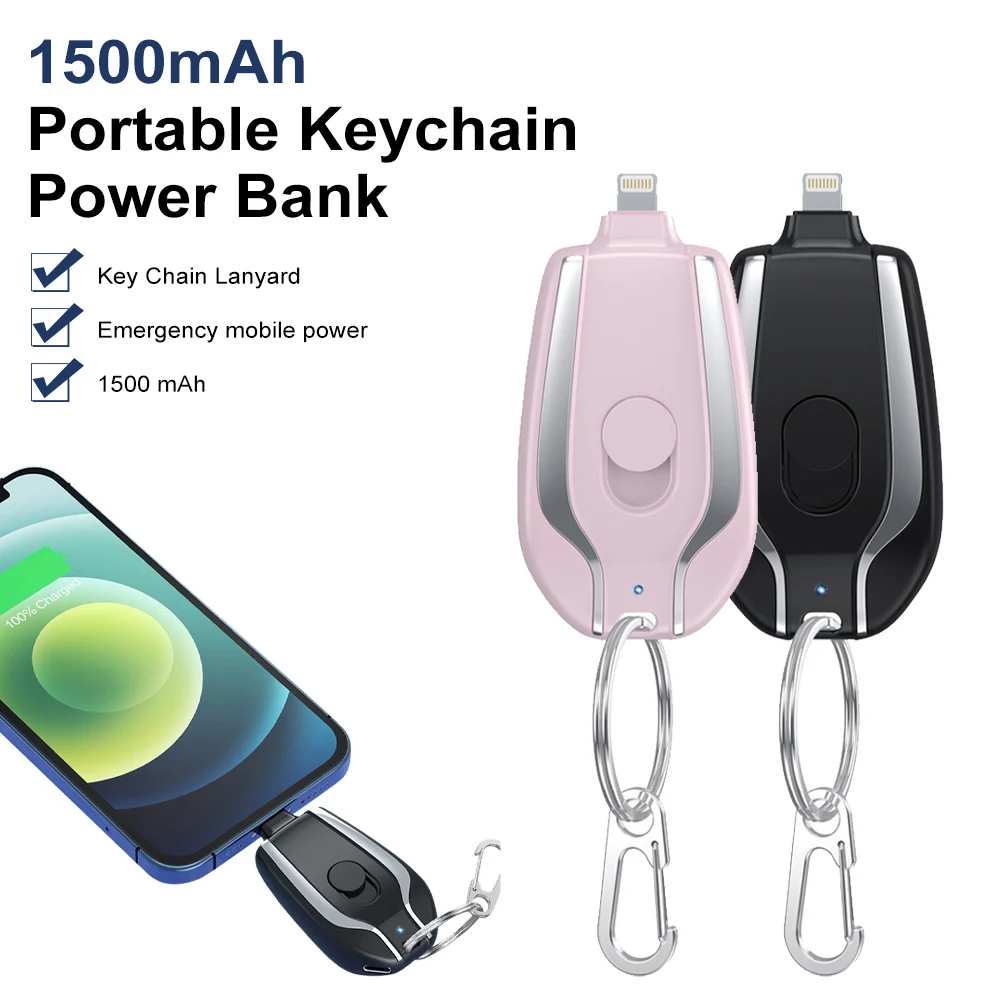 1500mAh Portable Keychain Power Bank Fast Charging Mini Mobile Phone Charger External Battery Pack For iPhone Emergency Power
1500mAh Portable Keychain Power Bank Fast Charging Mini Mobile Phone Charger External Battery Pack For iPhone Emergency Power
