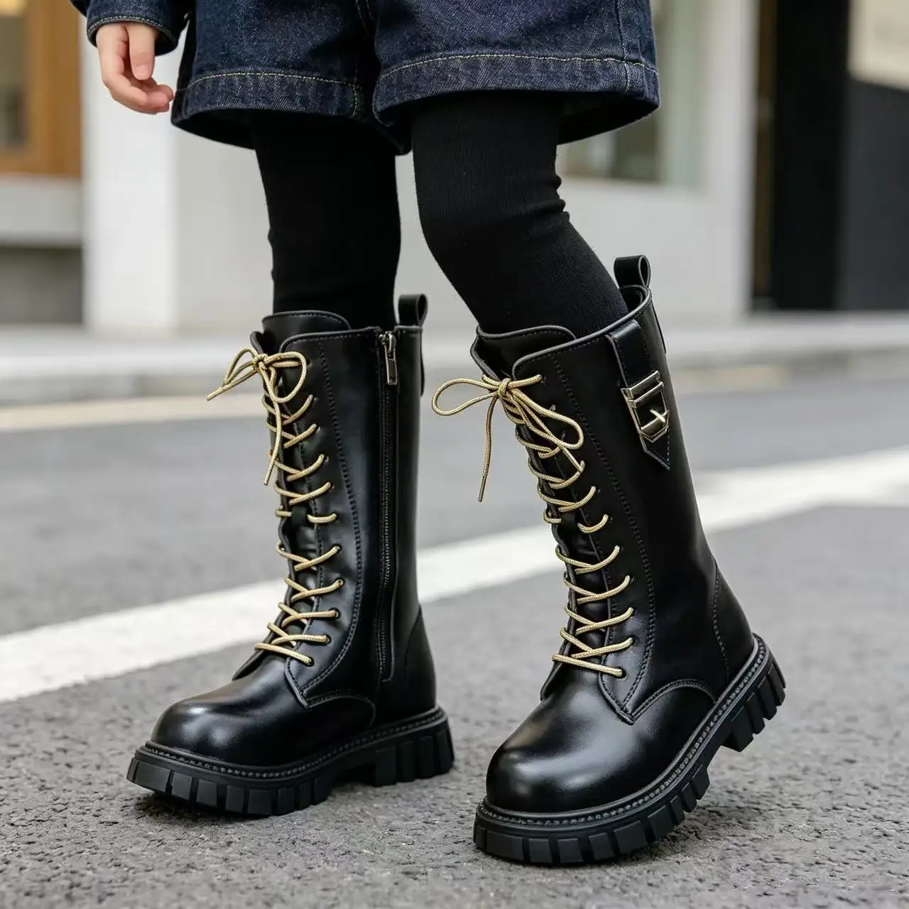 Girls Fleece Lined Riding Boots Winter Water-Resistant Knee-High Boots Side Zipper Non-Slip Outdoor School Shoes (Black & Beige)
Girls Fleece Lined Riding Boots Winter Water-Resistant Knee-High Boots Side Zipper Non-Slip Outdoor School Shoes (Black & Beige)