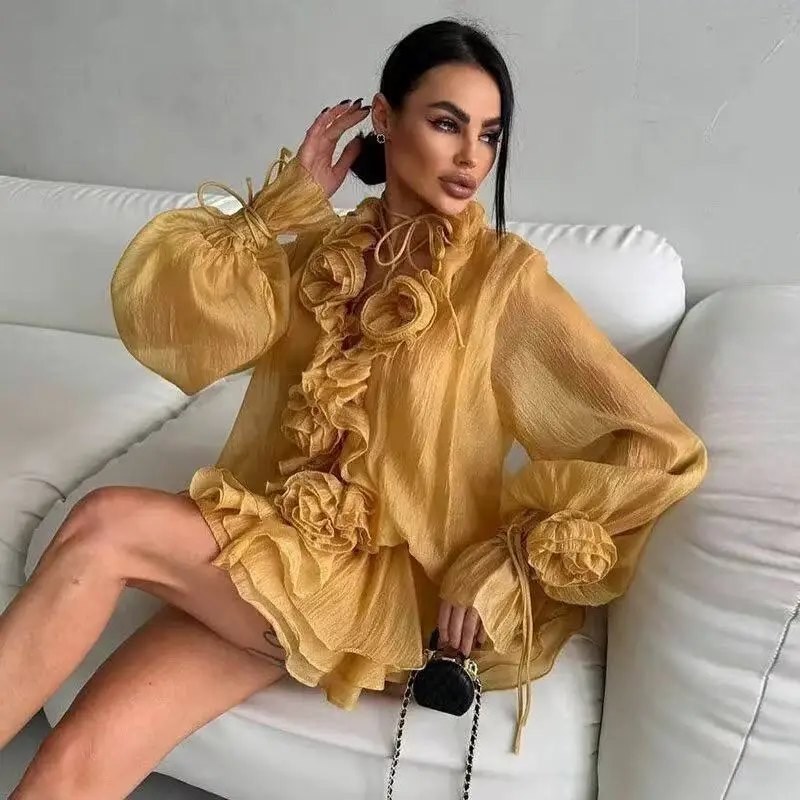 Элегантное платье с цветочным принтом и шортами из двух предметов, женские комплекты с длинным рукавом на шнуровке, свободные мини-платья нестандартной формы, костюм с шортами
Элегантное платье с цветочным принтом и шортами из двух предметов, женские комплекты с длинным рукавом на шнуровке, свободные мини-платья нестандартной формы, костюм с шортами