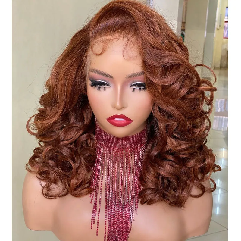 Ginger Brown Short Bob High Density Loose Wave Remy Human Hair Pre Plucked 360 Lace Frontal Wigs for Black Women Glueless Wigs
Ginger Brown Short Bob High Density Loose Wave Remy Human Hair Pre Plucked 360 Lace Frontal Wigs for Black Women Glueless Wigs