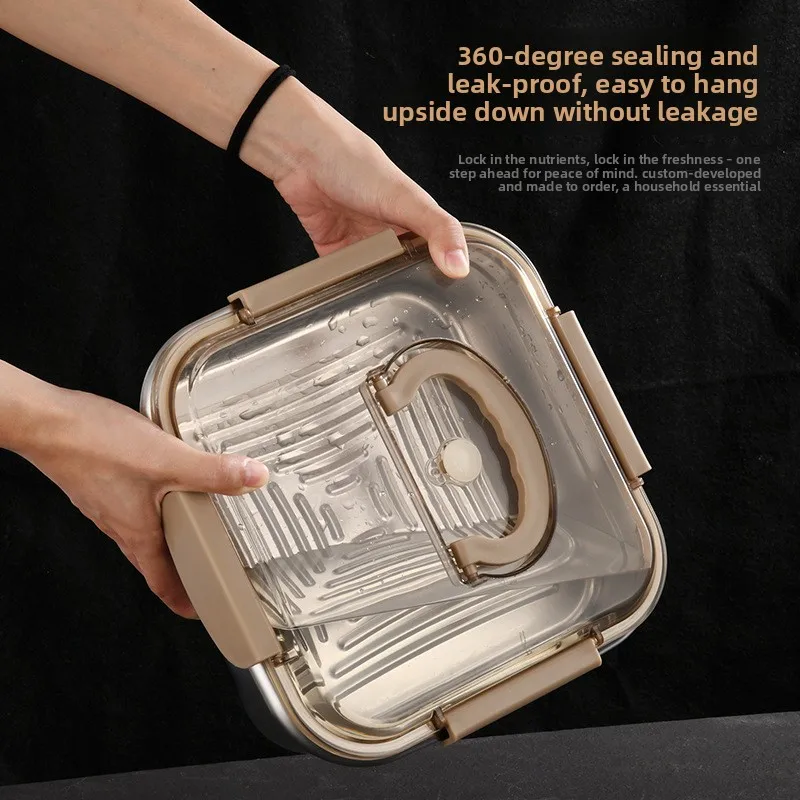Герметичный контейнер из нержавеющей стали 304, квадратный контейнер для хранения продуктов с ручкой и прозрачной крышкой для кемпинга на открытом воздухе
Герметичный контейнер из нержавеющей стали 304, квадратный контейнер для хранения продуктов с ручкой и прозрачной крышкой для кемпинга на открытом воздухе