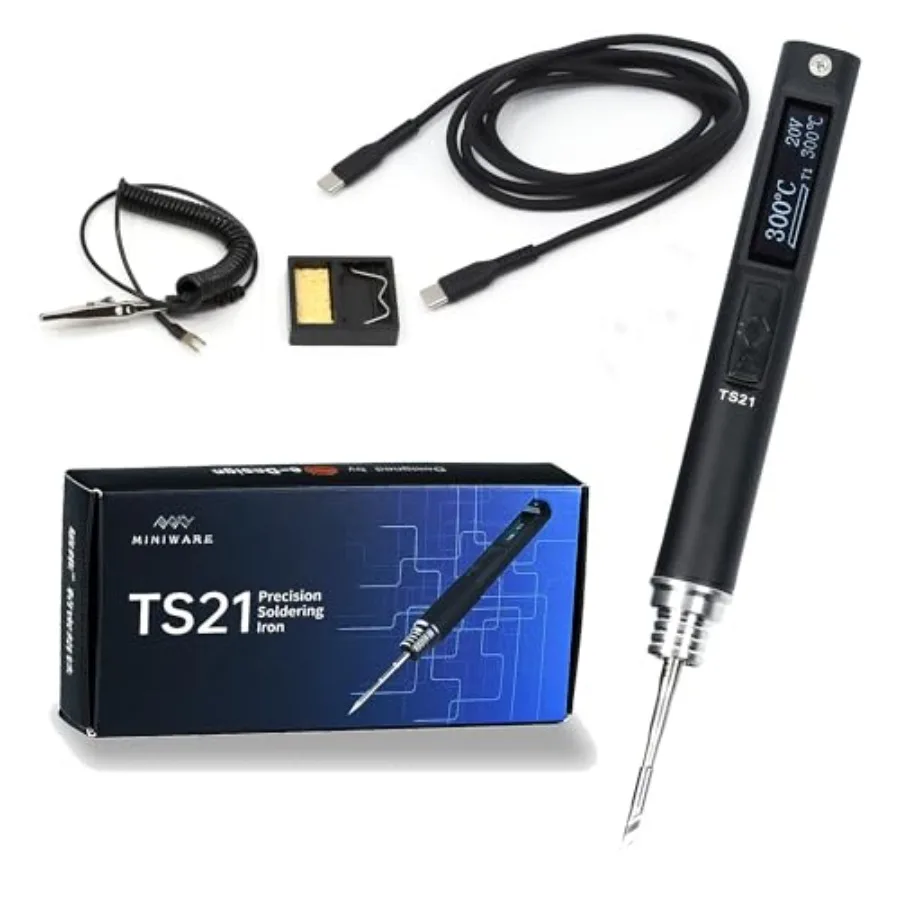 TS21 Precision Soldering Iron KitAdjustable Temperature USB Electric Welding Station Digital OLED Screen Display with KU Solder
TS21 Precision Soldering Iron KitAdjustable Temperature USB Electric Welding Station Digital OLED Screen Display with KU Solder
