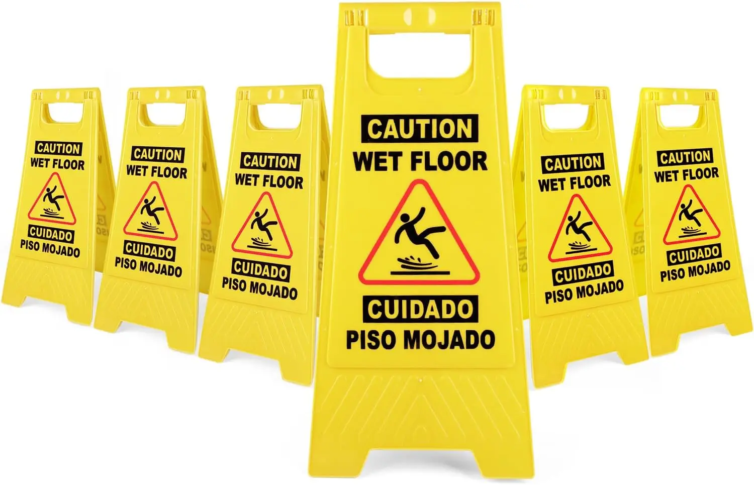 24-Inch Wet Floor Caution Sign, 6-Pack Yellow Bilingual Double-Sided Safety Warning Signs for Commercial Use
24-Inch Wet Floor Caution Sign, 6-Pack Yellow Bilingual Double-Sided Safety Warning Signs for Commercial Use